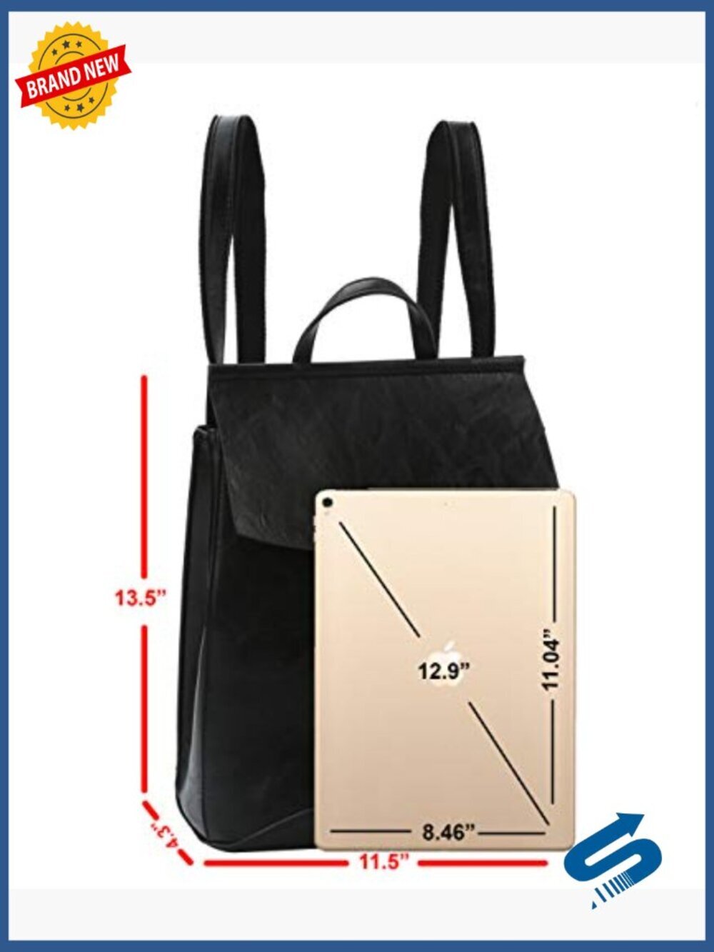 Convertible Vegan Leather Backpack Handbag Travel Work Bag - Picture 5 of 6